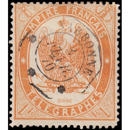 France Francia Telégrafos 7 1868 (14 janvier) Usado