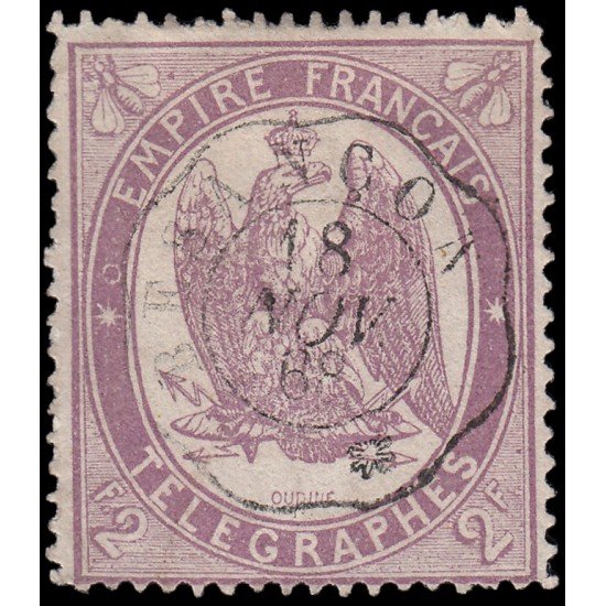 France Francia Telégrafos 8a 1868 (14 janvier) Usado