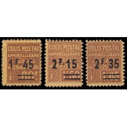 France Francia Paquete Postal 88/90 1928 Sellos de 1926 con nuevo valor en sobrecarga Entrega en la estación MH