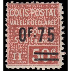 France Francia Paquete Postal 91 1928 Sello de 1926 con nuevo valor en sobrecarga Valor declarado MH