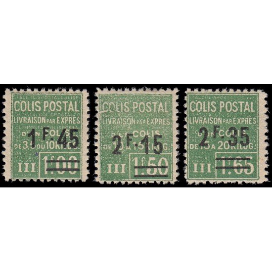 France Francia Paquete Postal 92/94 1928 Sellos de 1926 con nuevo valor en sobrecarga Entrega urgente MH