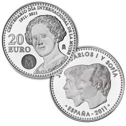 España Spain 2011 20 euros Clara Campoamor Centenario del dia internacional de la mujer Plata Ag España Spain 2011 20 euros Clara Campoamor Centenario del dia internacional de la mujer Plata Ag