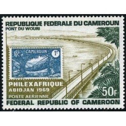 VAR2/S Camerún Cameroon  Nº A 129  1969  Philexafrica Adbijan (Costa de Ivori) Puente, sello Lujo