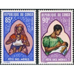 VAR2/S Congo francés  Nº 263/64   1970  Fiesta de la madre Madres y sus niños Lujo