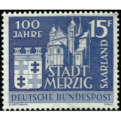 MI1 Sarre 383 1957 Cent. de la ciudad de Merzig Ciudad escudo MNH MI1 Sarre 383 1957 Cent. de la ciudad de Merzig Ciudad escudo MNH