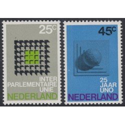 Holanda  Netherlands 916/17 1970 Asamblea Unión interparlamentaria 25º Aniv. de la ONU Lujo