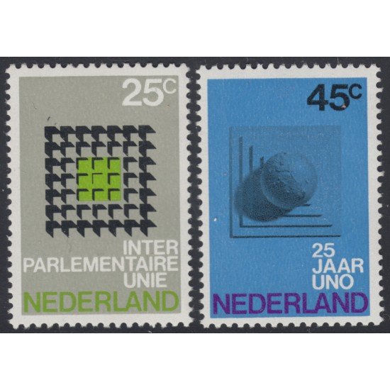 Holanda Netherlands 916/17 1970 Asamblea Unión interparlamentaria 25º Aniv. de la ONU Lujo Holanda Netherlands 916/17 1970 Asamblea Unión interparlamentaria 25º Aniv. de la ONU Lujo