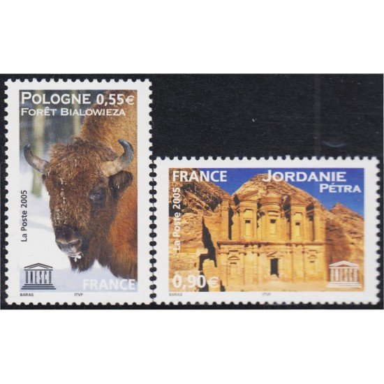 France Francia Servicios 132/33 2005 UNESCO Fauna Bisonte Monumento Petra MNH