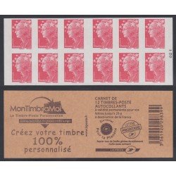 France Francia Carnets 4197-C5  2009 Serie Marianne de Beaujard Carnet 12 sellos del nº 4197 Logo sellos personalizados en reverso Autoadhesivo Lujo