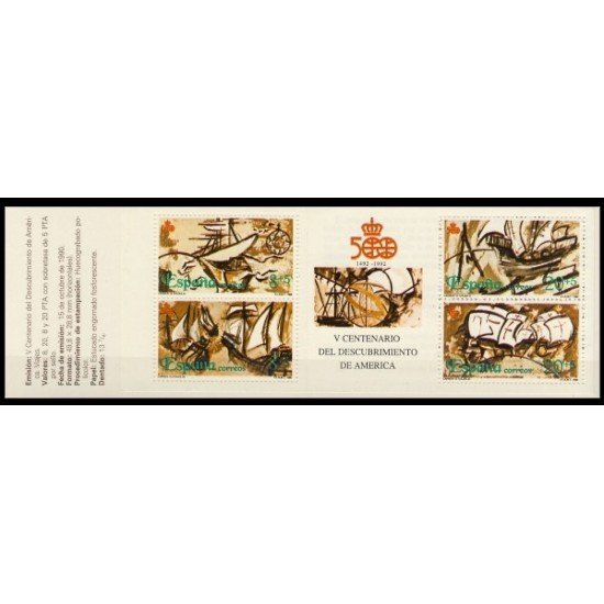 España Spain 3079C 1990 V Centenario del Descubrimiento de América Viajes carné MNH España Spain 3079C 1990 V Centenario del Descubrimiento de América Viajes carné MNH