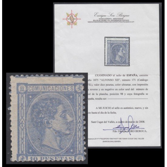 España Spain 171 1875 Alfonso XII Certificado España Spain 171 1875 Alfonso XII Certificado