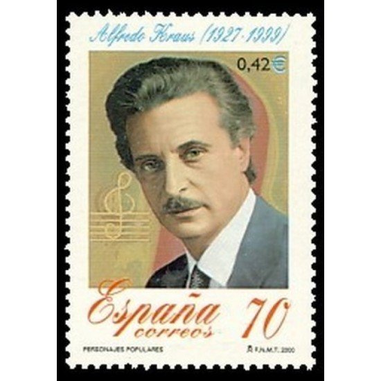 España Spain 3768 2000 Personajes populares Alfredo Kraus MNH España Spain 3768 2000 Personajes populares Alfredo Kraus MNH