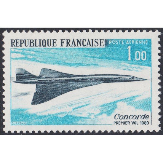 France Francia A 43 1969 1er vuelo del avión supersónico Concorde MNH France Francia A 43 1969 1er vuelo del avión supersónico Concorde MNH
