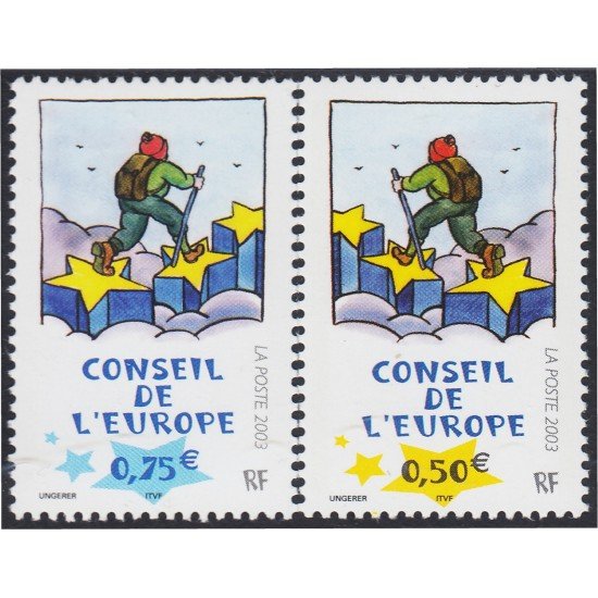 France Francia Servicios 126/27 2003 Consejo de Europa El caminante sobre las estrellas T. Ungerer MNH France Francia Servicios 126/27 2003 Consejo de Europa El caminante sobre las estrellas T. Ungerer MNH