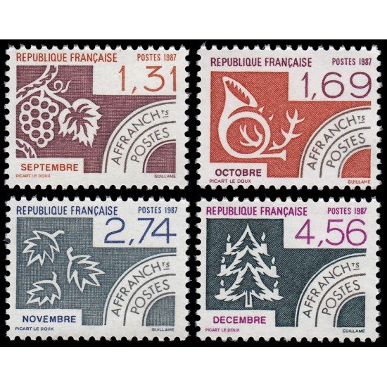 France Francia Preobliterados P- 194/97 1987 Los meses del año MNH