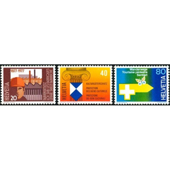 FAU1/S Suiza Switzerland 1030/32 1977 Serie propaganda MNH FAU1/S Suiza Switzerland 1030/32 1977 Serie propaganda MNH