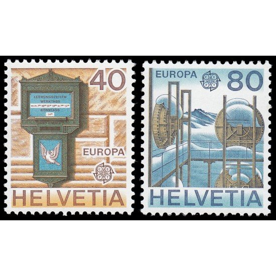 Suiza Switzerland 1084/85 1979 Europa Historia postal Buzón, estación de transmisión MNH Suiza Switzerland 1084/85 1979 Europa Historia postal Buzón, estación de transmisión MNH