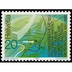 VAR1/S Suiza Switzerland  1114 1980  100 Aniv. del Instituto suizo de meteorología Mapa meteorológico MNH