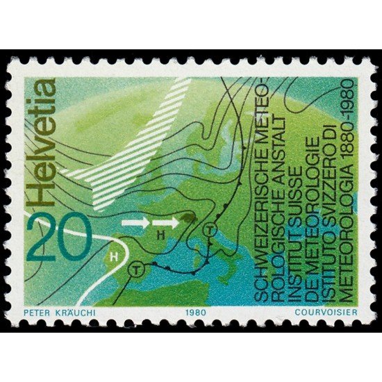 VAR1/S Suiza Switzerland 1114 1980 100 Aniv. del Instituto suizo de meteorología Mapa meteorológico MNH VAR1/S Suiza Switzerland 1114 1980 100 Aniv. del Instituto suizo de meteorología Mapa meteorológico MNH