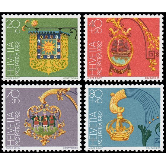 BA2/S Suiza Switzerland 1152/55 1982 Pro patria Insignias hoteleras MNH BA2/S Suiza Switzerland 1152/55 1982 Pro patria Insignias hoteleras MNH