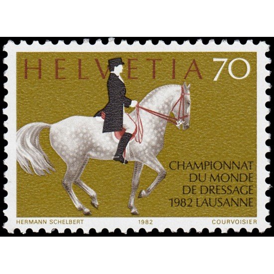 FAU5/S Suiza Switzerland 1163 1982 Campeonatos del mundo de doma en Lausanne Caballo y jinete MNH