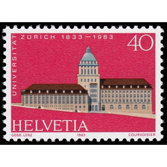 Suiza Switzerland 1175 1983 150 Aniv. de la fundación de la Universidad de Zurich Edificio MNH Suiza Switzerland 1175 1983 150 Aniv. de la fundación de la Universidad de Zurich Edificio MNH