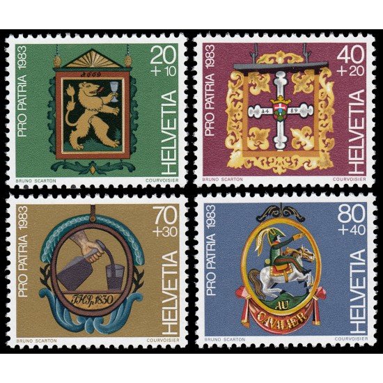 Suiza Switzerland 1180/83 1983 Pro patria Insignias de hoteles MNH Suiza Switzerland 1180/83 1983 Pro patria Insignias de hoteles MNH
