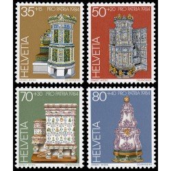 Suiza Switzerland 1201/04 1984 Pro patria Joyas de museos suizos Estufas de azulejos Lujo Suiza Switzerland 1201/04 1984 Pro patria Joyas de museos suizos Estufas de azulejos Lujo