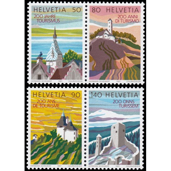 Suiza Switzerland 1280/83 1987 Bicentenario del turismo en Suiza Vistas MNH Suiza Switzerland 1280/83 1987 Bicentenario del turismo en Suiza Vistas MNH