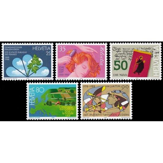 CIN/S Suiza Switzerland 1293/97 1988 Aniversarios y acontecimientos MNH CIN/S Suiza Switzerland 1293/97 1988 Aniversarios y acontecimientos MNH