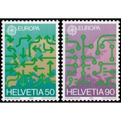 TRA2 Suiza Switzerland 1298/99 1988  Europa Transportes y comunicaciones Mapa de Europa y símbolos MNH