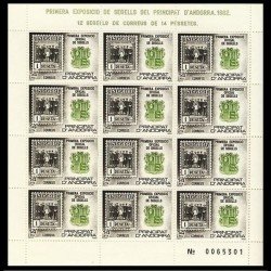 Andorra Española 162 ( MP.2 ) Minihojita Minipliego 1982 Exposición filatélica MNH Andorra Española 162 ( MP.2 ) Minihojita Minipliego 1982 Exposición filatélica MNH