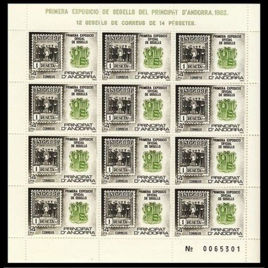 Andorra Española 162 ( MP.2 ) Minihojita Minipliego 1982  Exposición filatélica MNH 