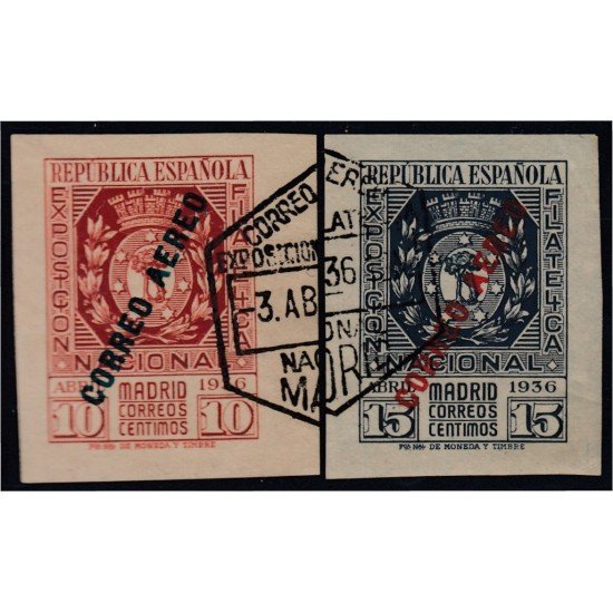 España Spain 729/30 1936 Exposición Filatélica de Madrid usados
