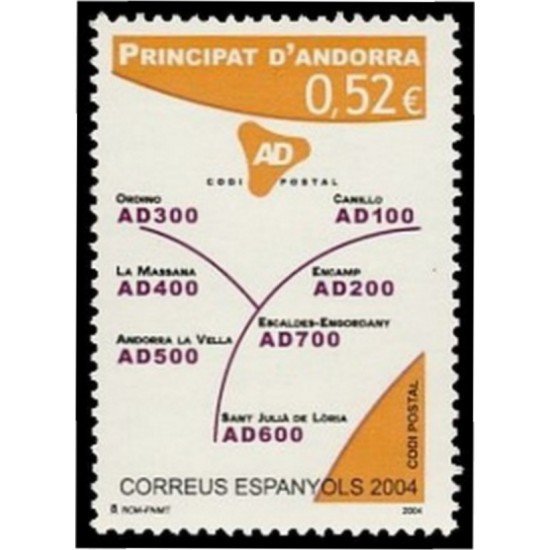 Andorra Española 321 2004 Código Postal MNH Andorra Española 321 2004 Código Postal MNH