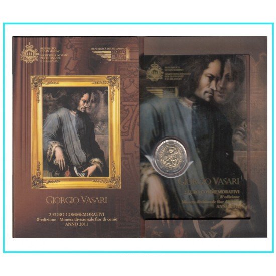 San Marino 2011 2 € euros conmemorativos Cartera Oficial Giorgio Vasari San Marino 2011 2 € euros conmemorativos Cartera Oficial Giorgio Vasari