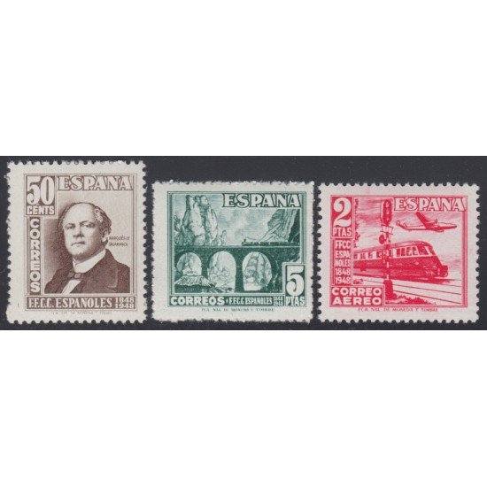 España Spain 1037/39 1948 Ferrocarril Tren MNH España Spain 1037/39 1948 Ferrocarril Tren MNH