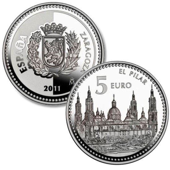 España Spain 2011 5 euros Capitales de provincia Zaragoza 5 euros Plata Ag España Spain 2011 5 euros Capitales de provincia Zaragoza 5 euros Plata Ag