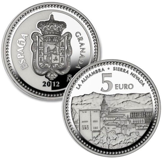 España Spain 2012 5 euros Capitales de provincia Granada Plata Ag España Spain 2012 5 euros Capitales de provincia Granada Plata Ag