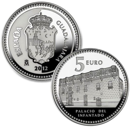 España Spain 2012 5 euros Capitales de provincia Guadalajara Plata Ag España Spain 2012 5 euros Capitales de provincia Guadalajara Plata Ag