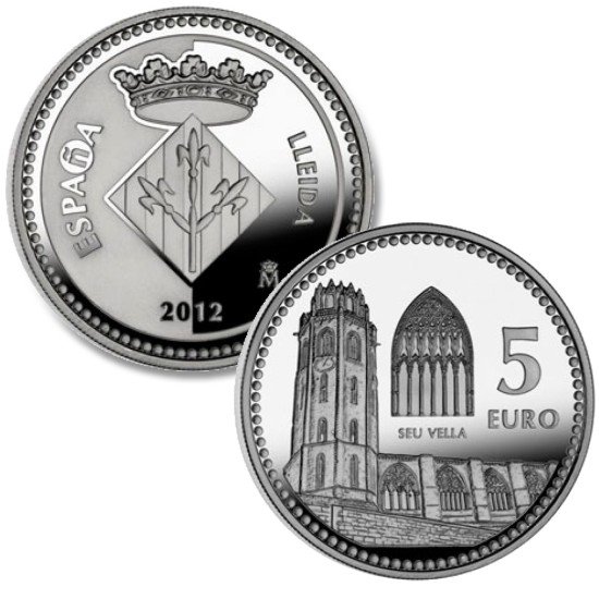 España Spain 2012 5 euros Capitales de provincia Lleida Plata Ag España Spain 2012 5 euros Capitales de provincia Lleida Plata Ag