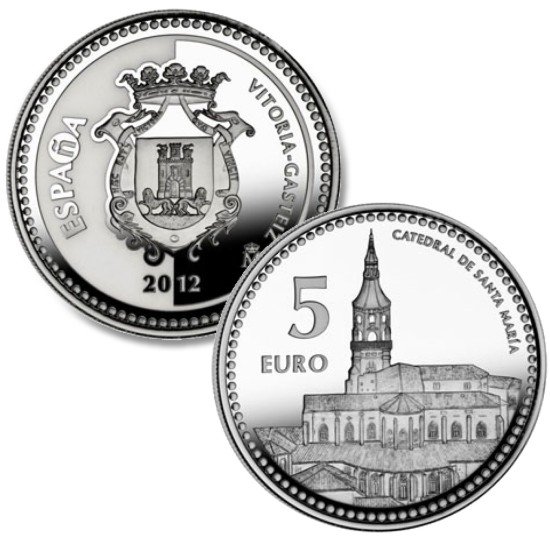 España Spain 2012 5 euros Capitales de provincia Vitoria Plata Ag España Spain 2012 5 euros Capitales de provincia Vitoria Plata Ag