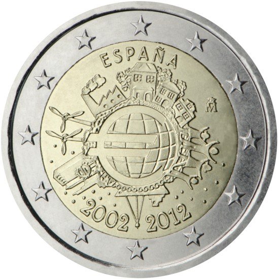 España 2012 2 € euros conmemorativos X Aniversario del euro España 2012 2 € euros conmemorativos X Aniversario del euro