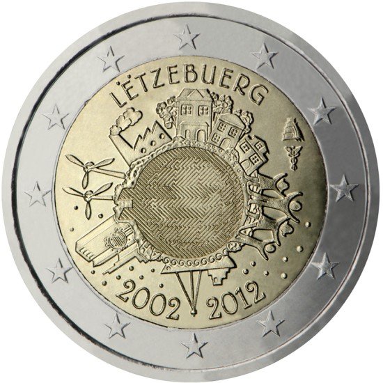 Luxemburgo 2012 2 € euros conmemorativos X Aniversario del euro Luxemburgo 2012 2 € euros conmemorativos X Aniversario del euro