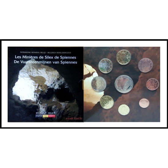 Bélgica 2011 Cartera Oficial Monedas € euro Set Minas de Silex de Spiennes