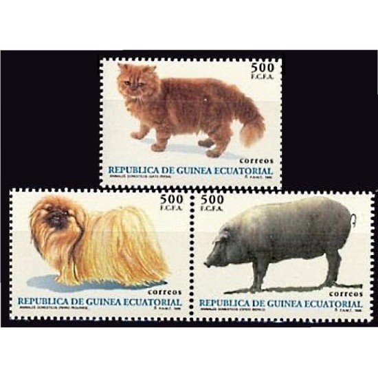 Guinea Ecuatorial 196/98 1995 Animales Gato Perro Cerdo MNH