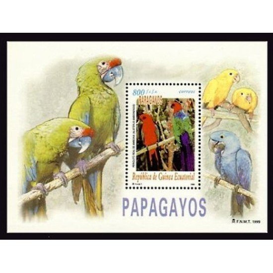 Guinea Ecuatorial 262 1999 Papagayos HB MNH Guinea Ecuatorial 262 1999 Papagayos HB MNH