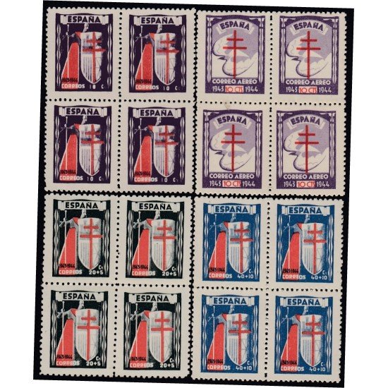 España Spain 970/3 Bl.4 1943 Pro Tuberculosos MNH