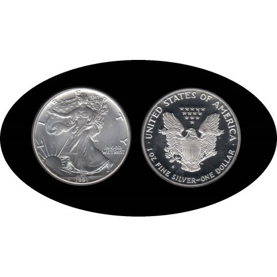 Estados Unidos United States 1 OZ onza 1991 Liberty 1$ Plata Ag Estados Unidos United States 1 OZ onza 1991 Liberty 1$ Plata Ag