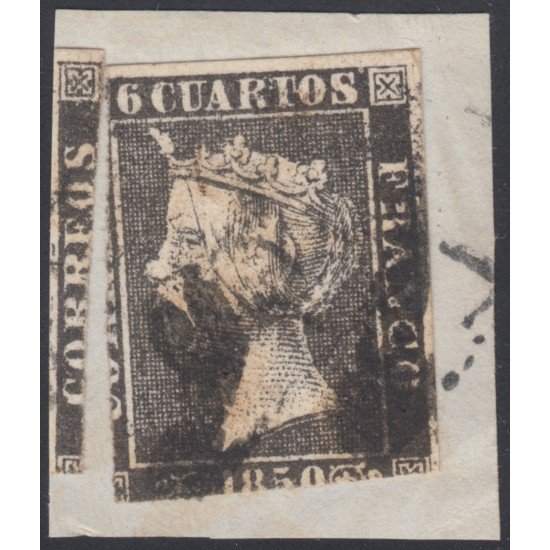 España Spain 1 1850 Isabel II Matasellos AS Barcelona Sobre Fragmento España Spain 1 1850 Isabel II Matasellos AS Barcelona Sobre Fragmento